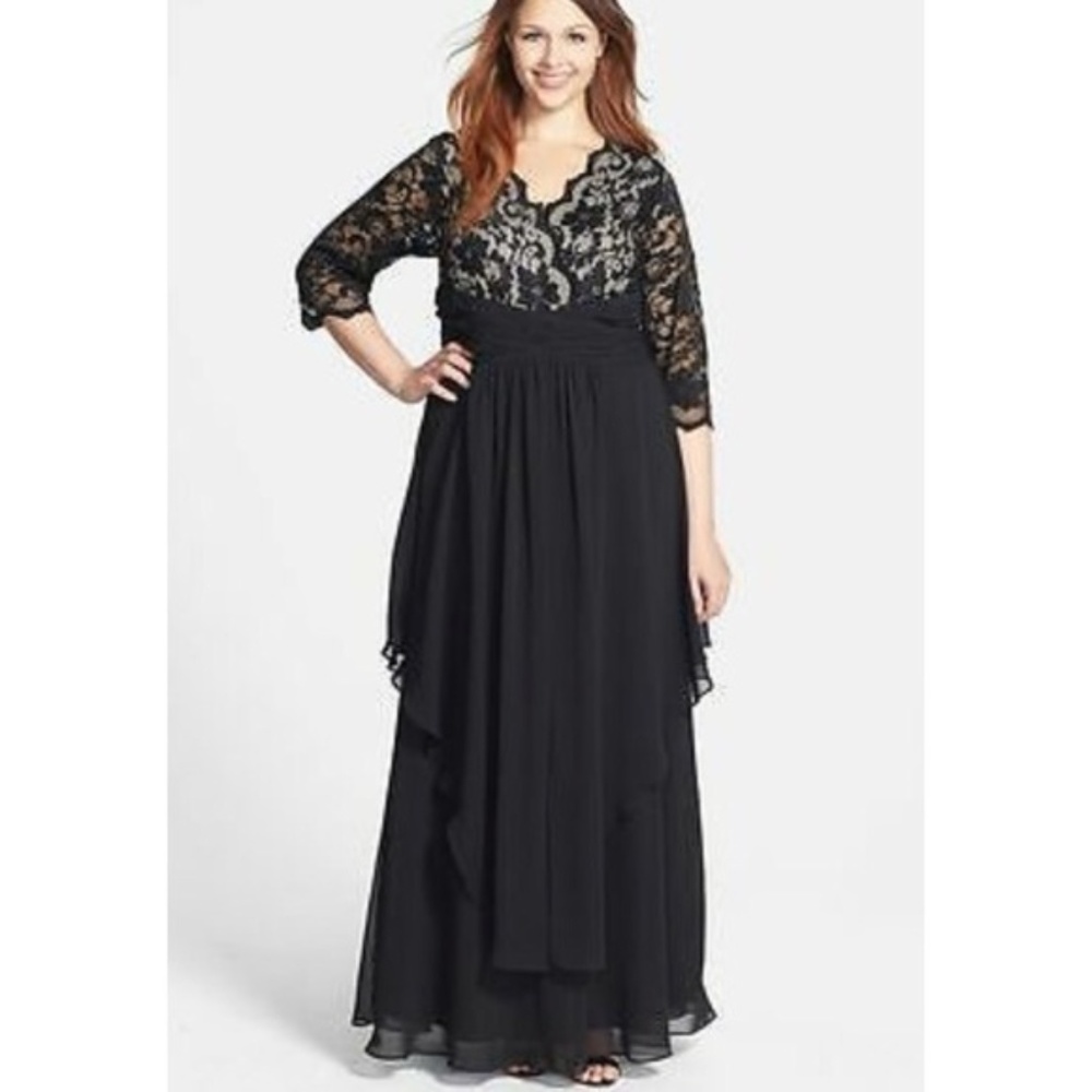 Eliza J Black Formal Evening Gown 18W 65F7